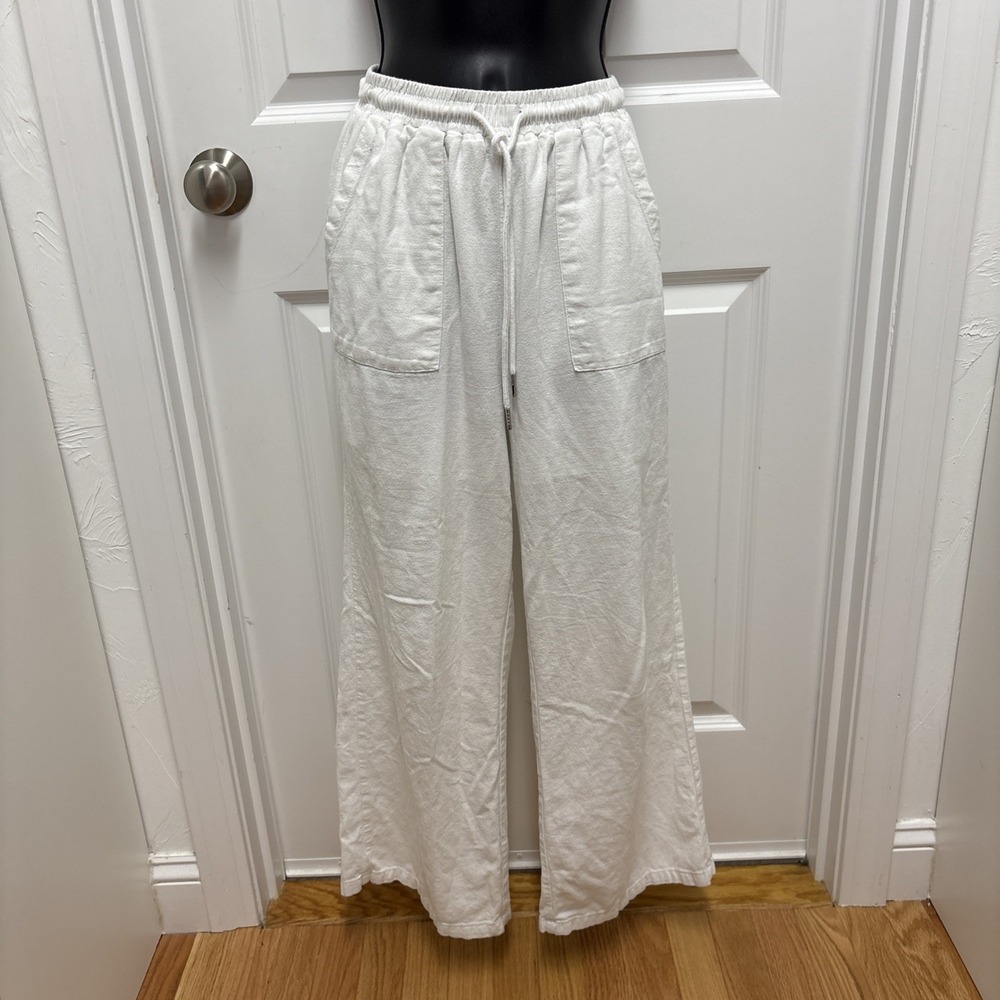 Women's Wide Leg  High‎ Waisted Drawstring Loose Trousers with Pockets